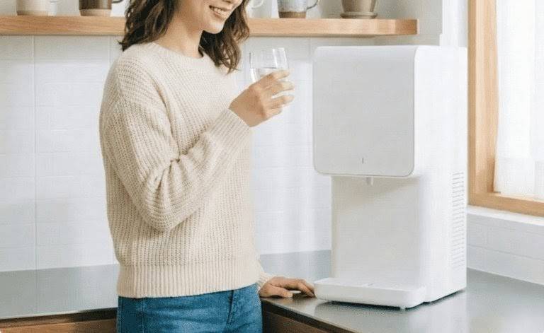 自宅にウォーターサーバーを設置している様子